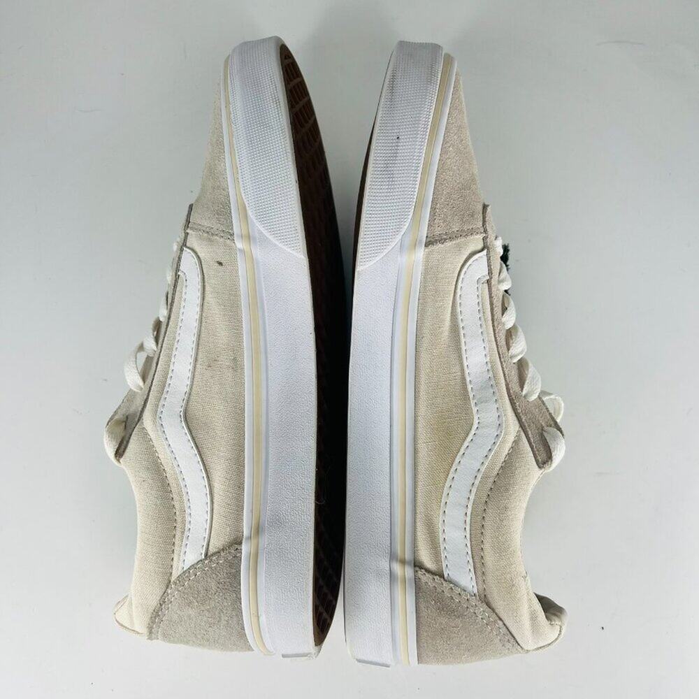 Vans Old Skool Canvas Suede Low Top Skate Sneakers Shoes Beige Grey Women 8.5 - Picture 5 of 13